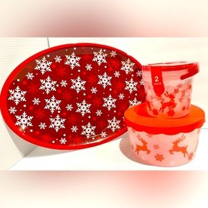🦌Holiday 4Pc Bundle- Red Snowflake/ Reindeer Design NWT